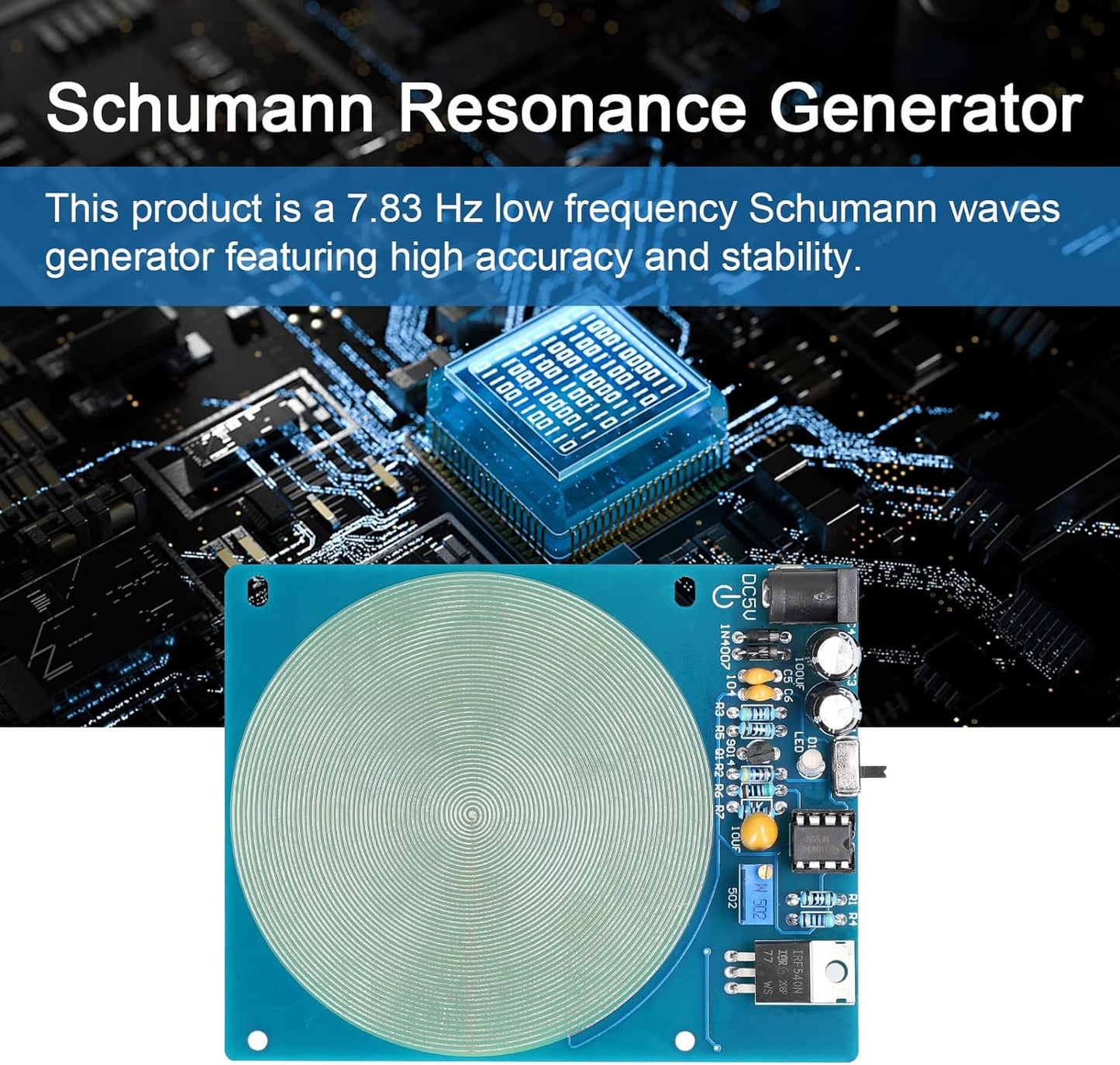 7.83Hz Schumann Waves Resonance Generator Ultra-Low Frequency Pulse Audio Resonator USB Interface, Adjustable for Improving Sleep and Heathly